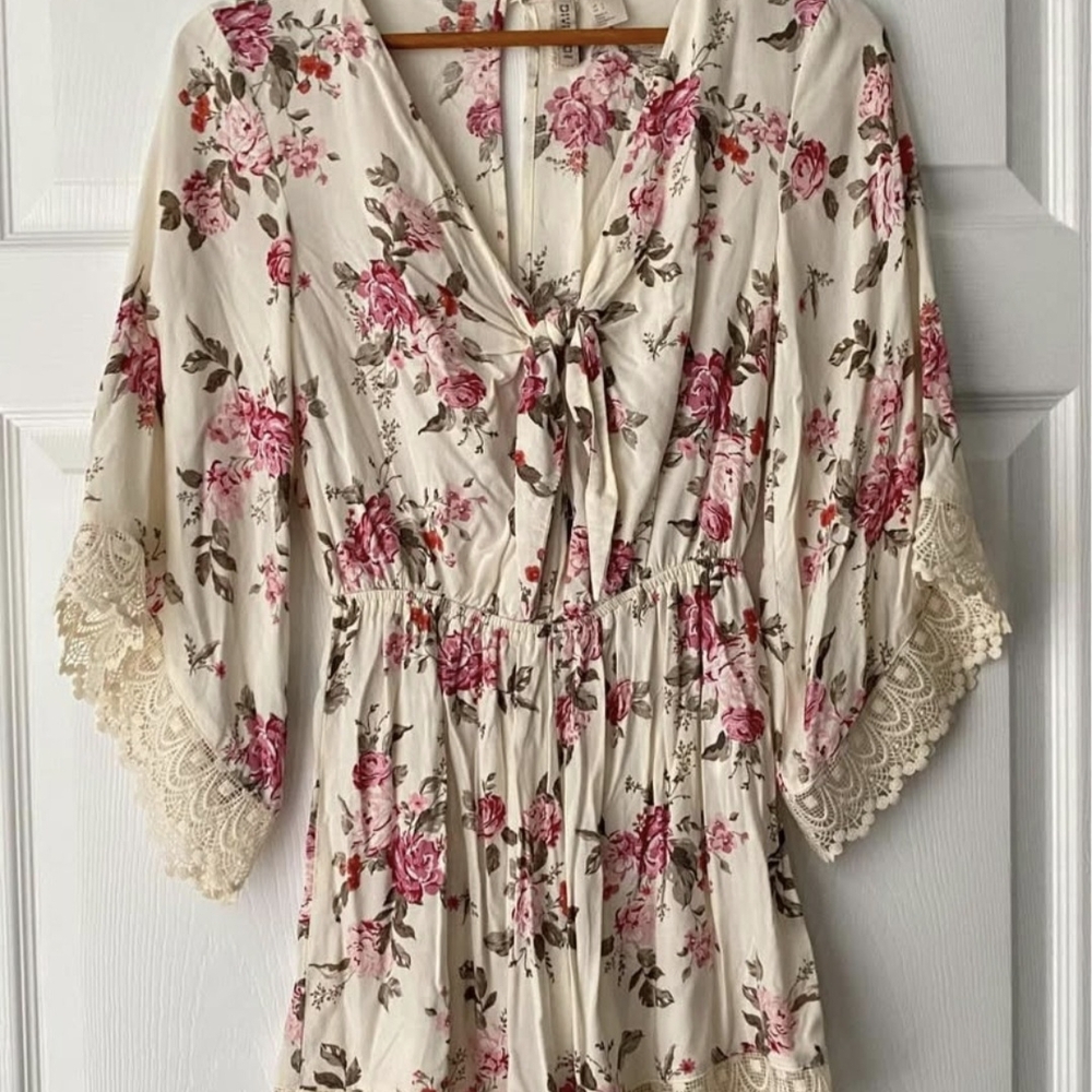 H&M Divided Floral Romper with Lace